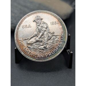 Engelhard 1 oz Silver Round • 1984 Prospector • Big E Logo • Toned